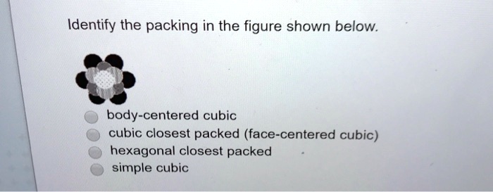 SOLVED: Identify the packing in the figure shown below: body-centered ...
