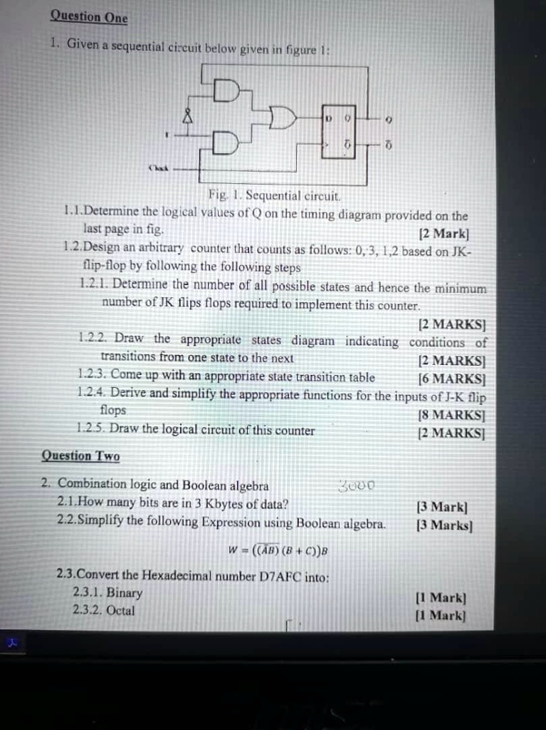 SOLVED Question One 1 Given A Sequential Circuit Below Given In Figure solved-question-one-1-given-a-sequential-circuit-below-given-in-figure