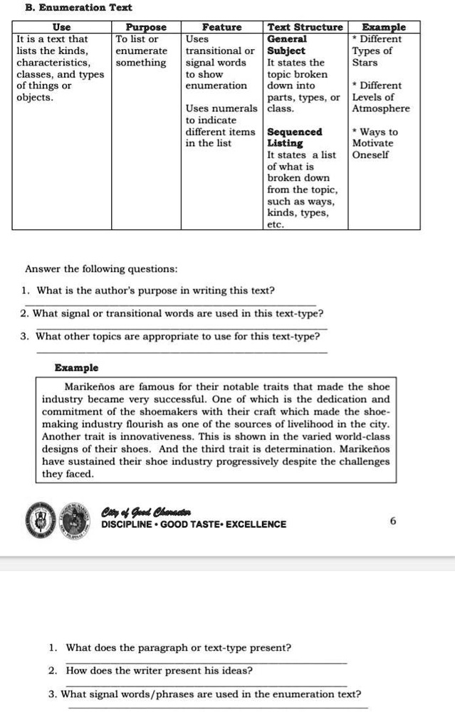 paragraph examples of text structure