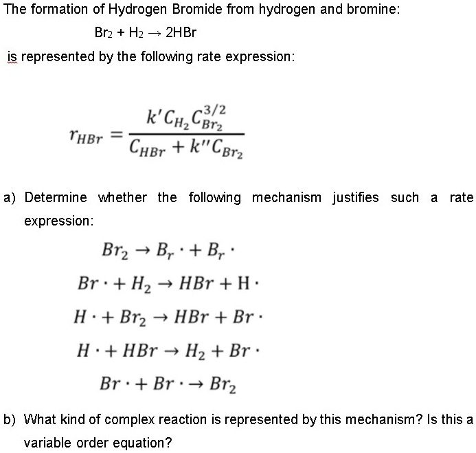SOLVED The formation of Hydrogen Bromide from hydrogen and bromine