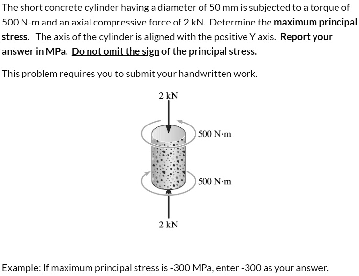 SOLVED: The short concrete cylinder having a diameter of 5o mm is ...