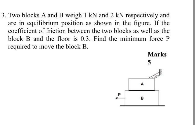 3.Two Blocks A And B Weigh 1 KN And 2 KN Respectively And Are In ...