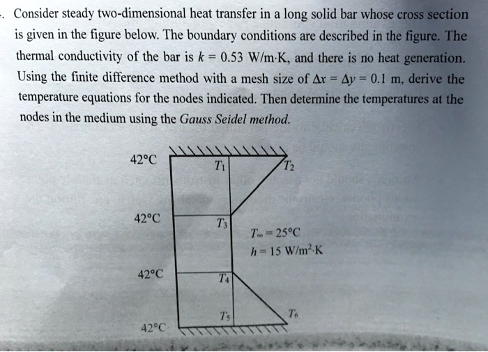 SOLVED: Consider steady two-dimensional heat transfer in a long solid ...