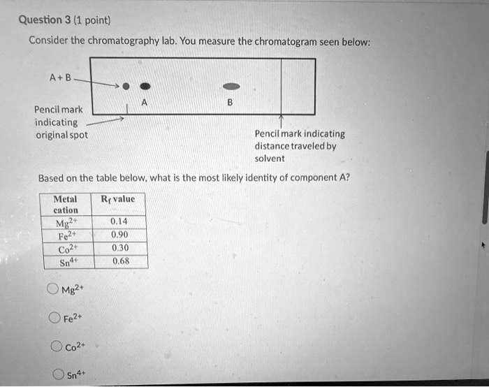 SOLVED Question 3 (1 point) Consider the chromatography lab. You