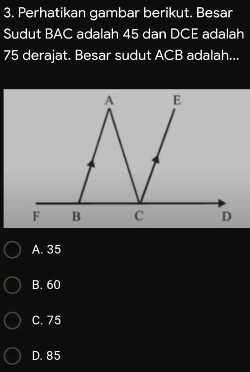 Perhatikan Gambar Berikut Besar Sudut Acb Adalah