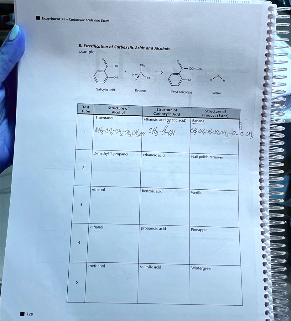 Experiment 11: Carboxylic Acids and Esters B. Esterification of ...