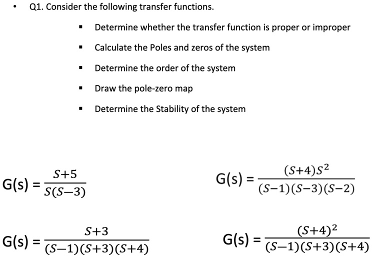 consider the following transfer functions determine whether the ...