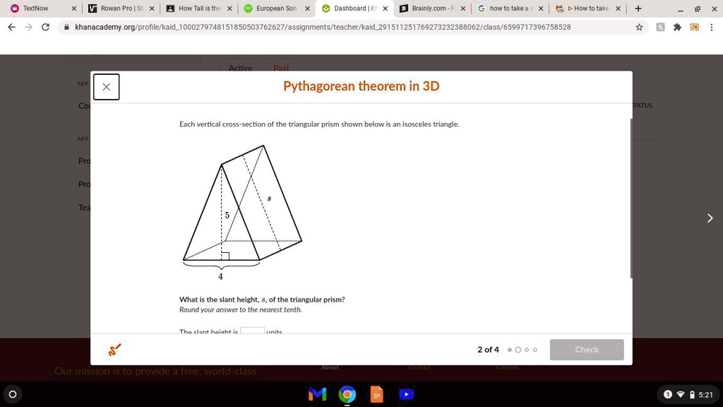 SOLVED: Each vertical cross-section of the triangular prism shown below ...