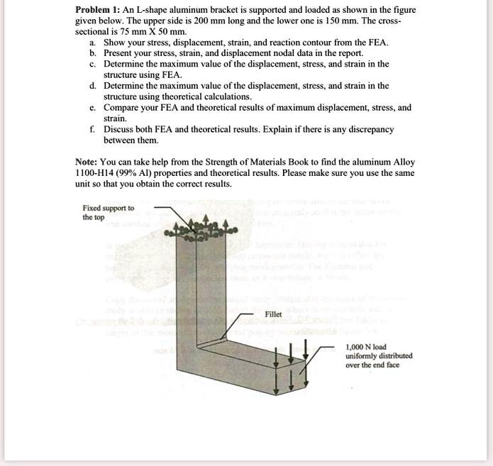SOLVED: Problem 1: An L-shaped aluminum bracket is supported and loaded ...