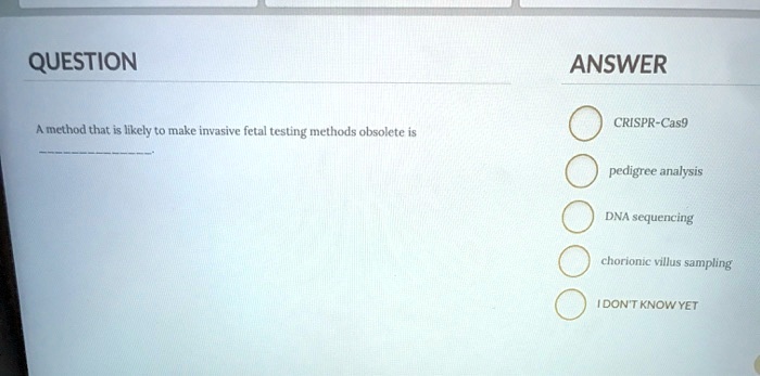 SOLVED: QUESTION ANSWER CRISPR-Cas9 method that= Jikcly make invasive ...