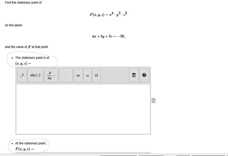 Solved Find The Stationary Point Of F Z Y 2 24 23 23 On The Plane 4r Sy 32 And The