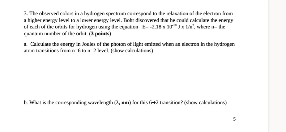 3 the observed colors in a hydrogen spectrum correspond to the ...