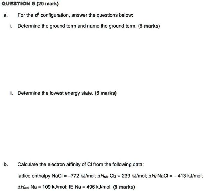 SOLVED QUESTION 5 (20 mark) For the ' configuration, answer the