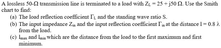 Swr Load Chart SOLVED: A lossless 50- transmission line is terminated to a load with ...