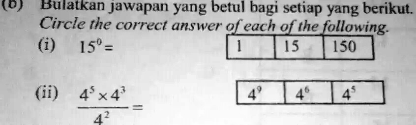 SOLVED: (0) Bulatkan Jawapan Yang Betul Bagi Setiap Yang Berikut Circle ...