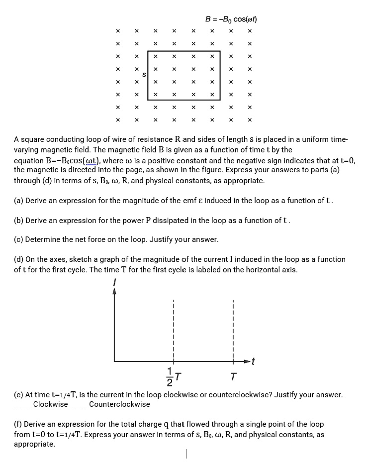 Solved Text B0 CosÏ‰t A Square Conducting Loop Of Wire Of Resistance R And Sides Of Length L 2210