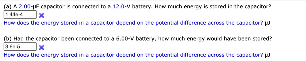 a a 200 uf capacitor is connected to 120 v battery how much energy is ...