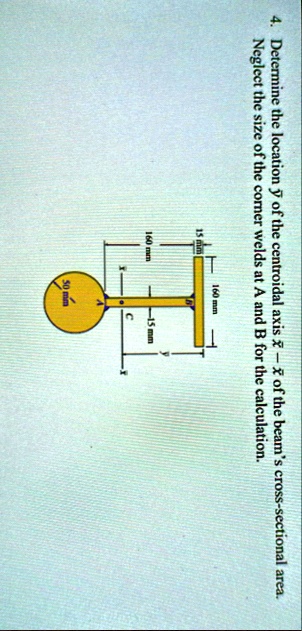4 determine the location bary of the centroidal axis barx barx of the beams cross sectional area neglect the size of the corner welds at a and b for the calculation 99908