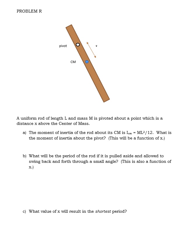 problem r pivot cm a uniform rod of length and mass m is pivoted about ...