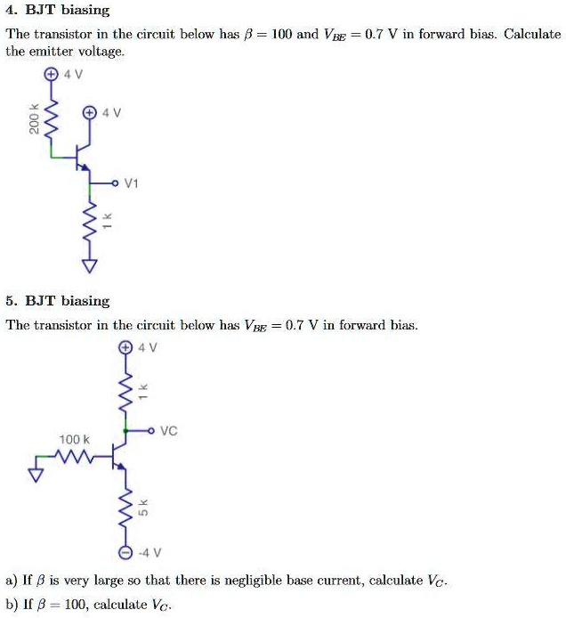 SOLVED 4. BJT biasing The transistor in the circuit below has Î²