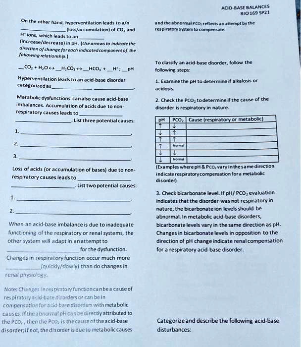 Solved: Acid-base Balances Bio169sp21 And The Abnormal Pco Reflects An 
