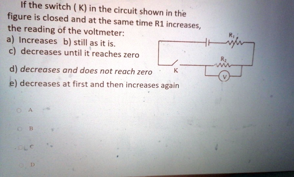 SOLVED If the switch K) in the circuit figure is closed and shown in the at the same time R1