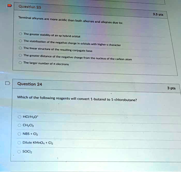 SOLVEDQuestion 28 35285 Terminal alkynes are more acidic than both