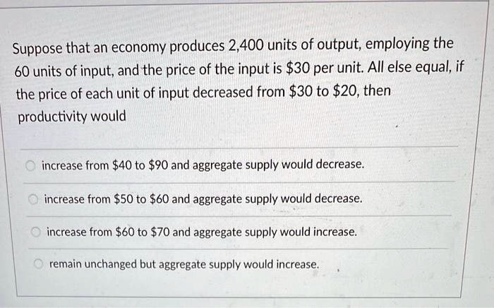 SOLVED: Suppose that an economy produces 2,400 units of output ...