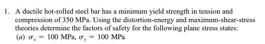 SOLVED: 1. A ductile hot-rolled steel bar has a minimum yield strength ...