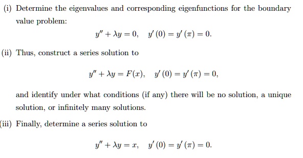 SOLVED:Determine the eigenvalues and corresponding eigenfunctions for ...