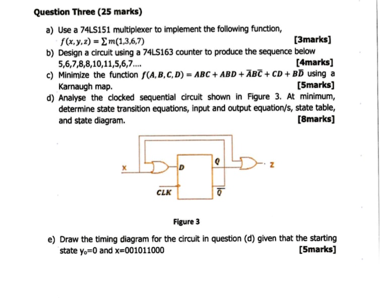 SOLVED: Text: Question Three (25 marks) a) Use a 74LS151 multiplexer to ...