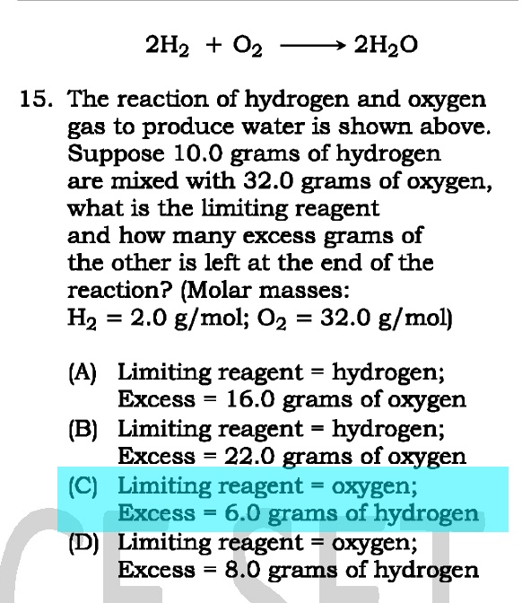 Solved 2h2 02 2hzo 15 The Reaction Of Hydrogen And Oxygen Gas To