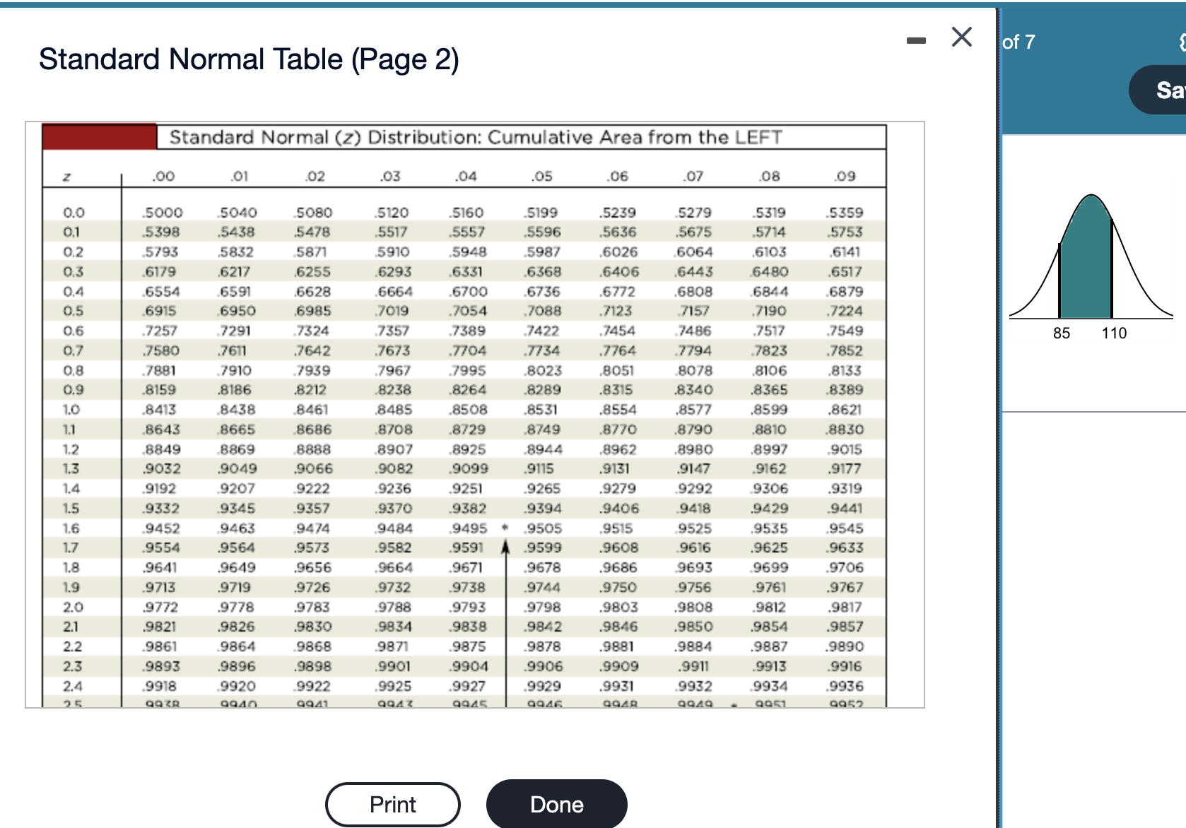 SOLVED Standard Normal Table (Page 2)