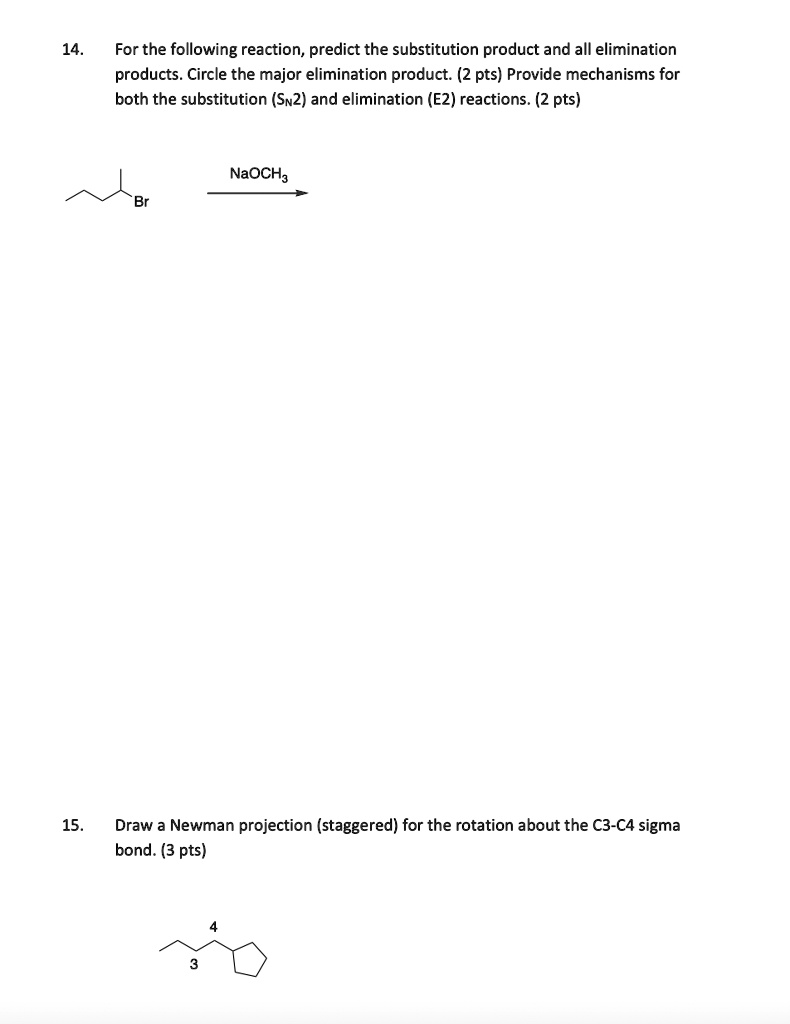 For the following reaction, predict the substitution product and all ...