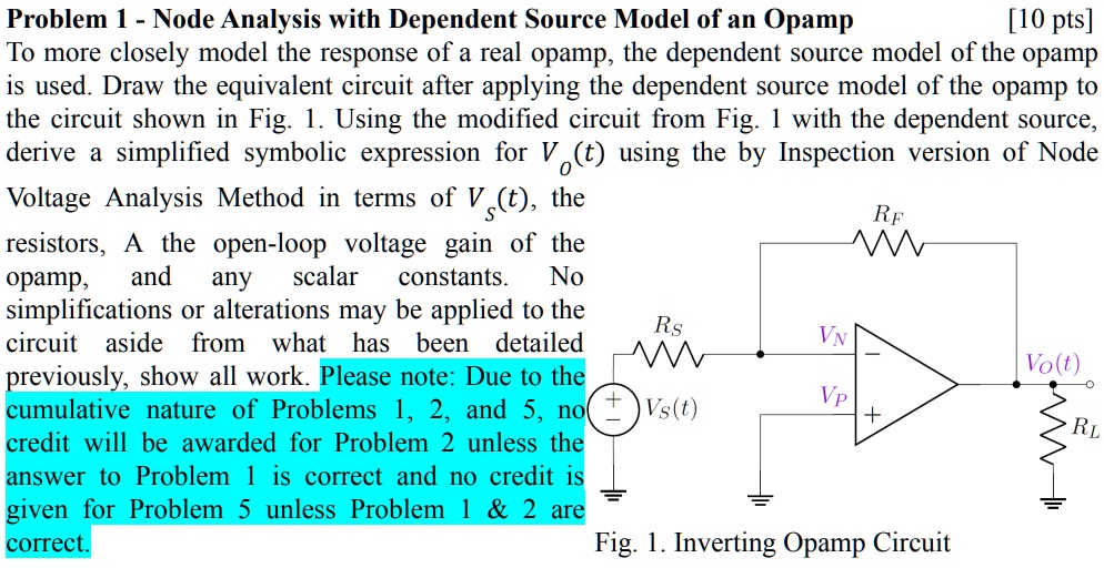 SOLVED: Problem 1 - Node Analysis with Dependent Source Model of an ...