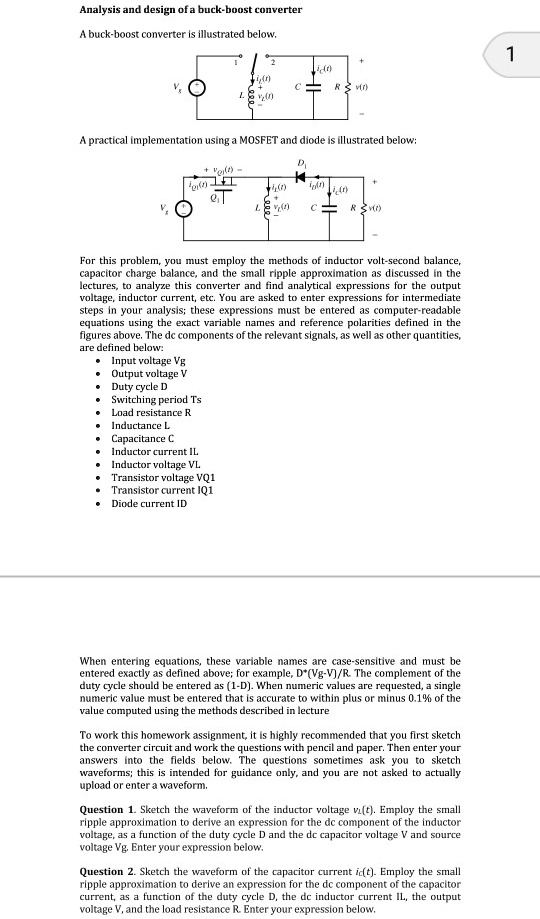 Analysis and design of a buck-boost converter A buck-boost converter is ...