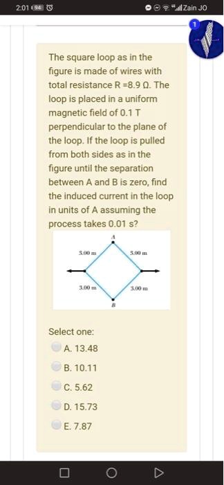 SOLVED:2.01494 092#Alzaln JO The square loop as in the figure is made ...