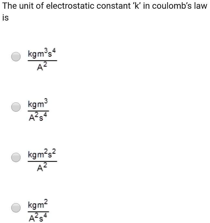what is the unit of electrostatic constant k
