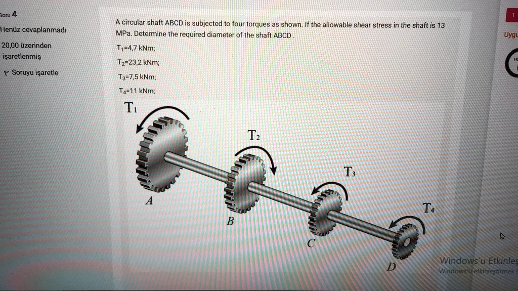 SOLVED: A circular shaft ABCD is subjected to four torques as shown. If ...