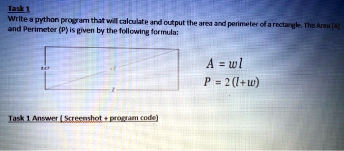 Jaiu Write a Python program that will calculate and output the area and ...