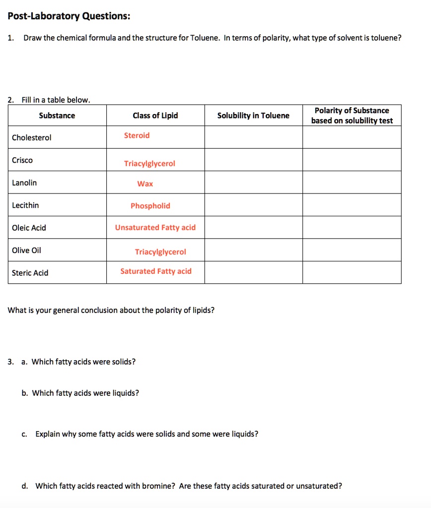 SOLVEDPostLaboratory Questions Draw the chemical formula and the