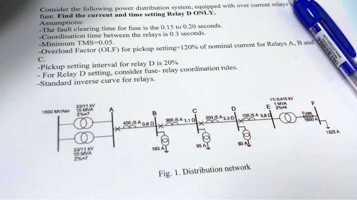 Time Inverse Relay Setting Calculation SOLVED: Fuse. Find the current and time setting for Relay D ONLY ...