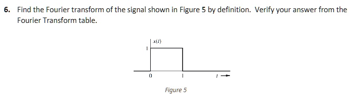 Find the Fourier transform of the signal shown in Figure 5 by ...
