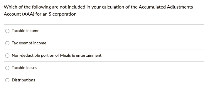 SOLVED Which of the following are not included in your