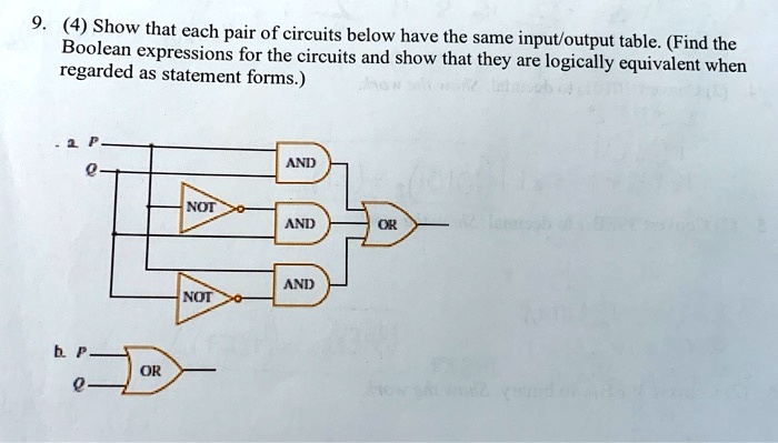 show that each pair of circuits below have the same inputloutput ...