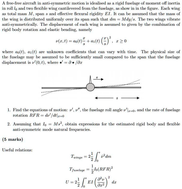 Roll Inertia a free free aircraft in anti symmetric motion is idealised as a rigid ...