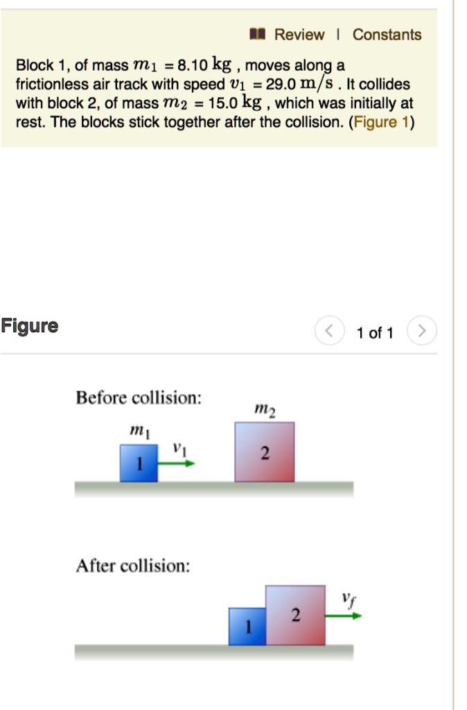 Solved Review Constants Block 1 Of Mass M1 8 10 Kg Moves Along A