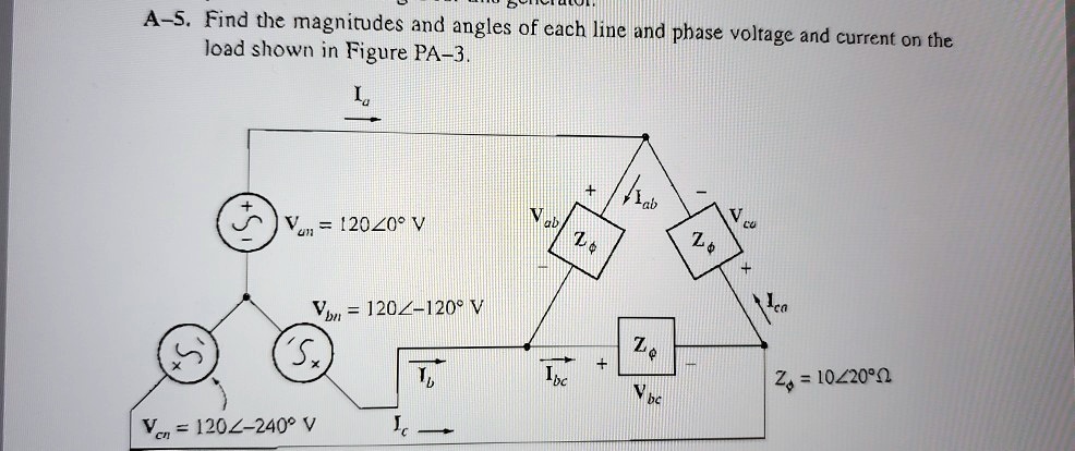 A-5. Find the magnitudes and angles of each line and phase voltage and ...