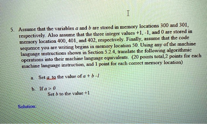 Assume That The Variables A And B Are Stored In Memory Locations 300 Assume That The Variables A And B Are Stored In Memory Locations 300