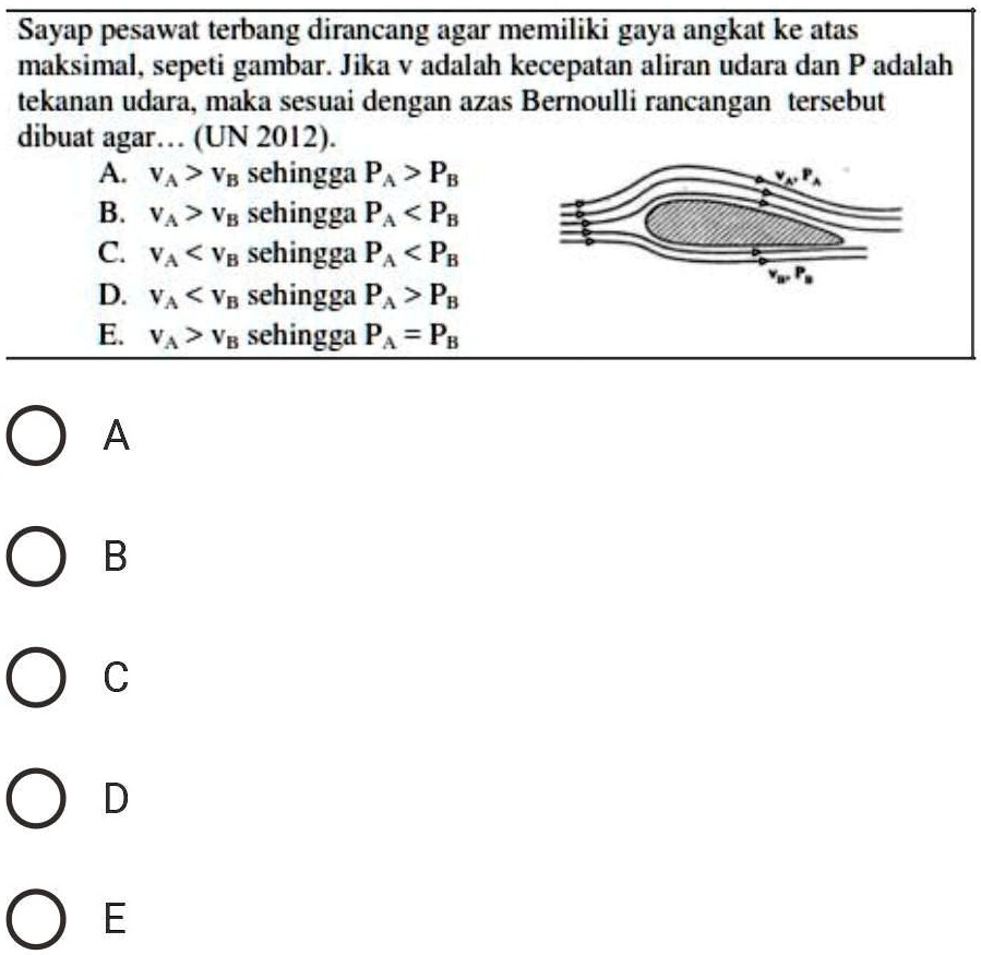 Solved Soal Fisika Bernoulli Sayap Pesawat Terbang Dirancang Agar